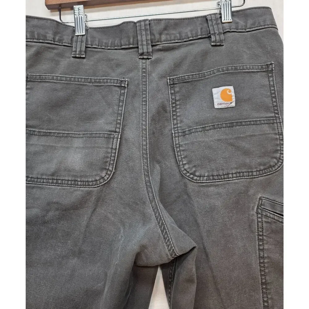Carhartt Men's Gray Washed Twill Dungaree Work Pants Relaxed Fit Utility 34x34